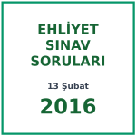 13 Şubat 2016 Ehliyet Sınav Soruları PDF
