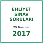 29 Temmuz 2017 Ehliyet Sınav Soruları PDF