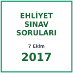 7 Ekim 2017 Ehliyet Sınav Soruları PDF