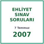 7 Temmuz 2007 Ehliyet Sınav Soruları PDF