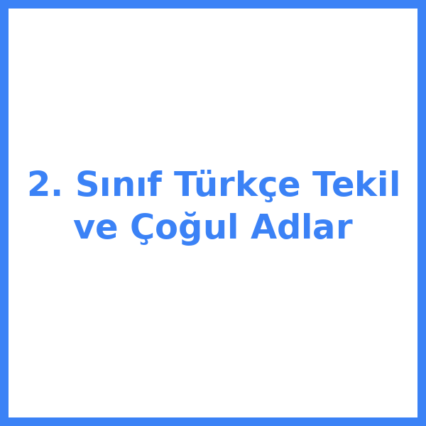 2. Sınıf Türkçe Tekil ve Çoğul Adlar
