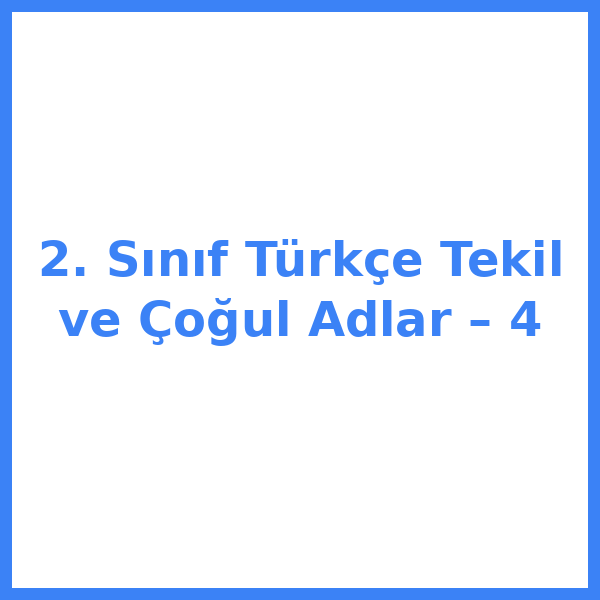 2. Sınıf Türkçe Tekil ve Çoğul Adlar – 4