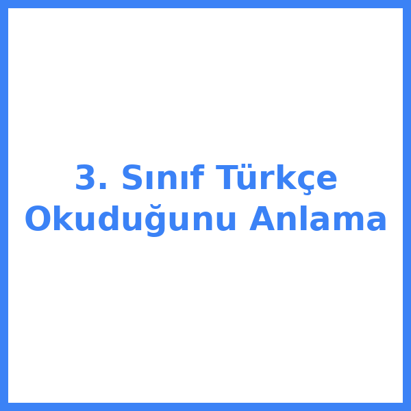 3. Sınıf Türkçe Okuduğunu Anlama