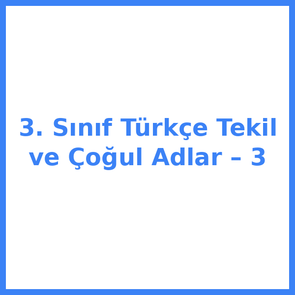3. Sınıf Türkçe Tekil ve Çoğul Adlar – 3