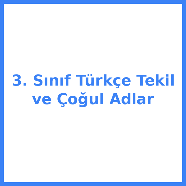 3. Sınıf Türkçe Tekil ve Çoğul Adlar