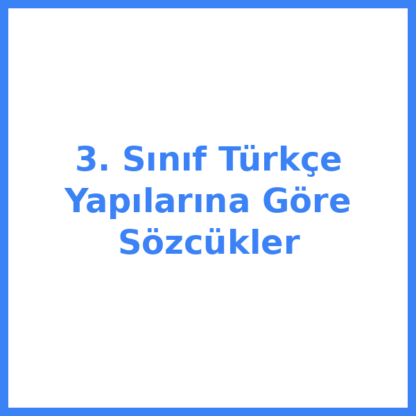 3. Sınıf Türkçe Yapılarına Göre Sözcükler