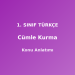 1. Sınıf Türkçe Cümle Kurma Konu Anlatımı