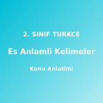 2. Sınıf Eş Anlamlı Kelimeler Konu Anlatımı