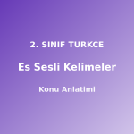 2. Sınıf Eş Sesli Kelimeler Konu Anlatımı