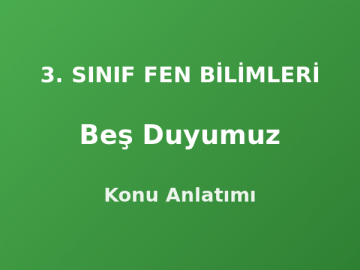 3. Sınıf Beş Duyumuz Konu Anlatımı