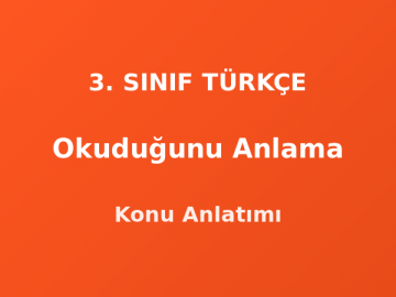 Okuduğunu Anlama 3. Sınıf Türkçe Konu Anlatımı