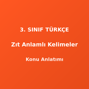 3. Sınıf Zıt Anlamlı Kelimeler Konu Anlatımı