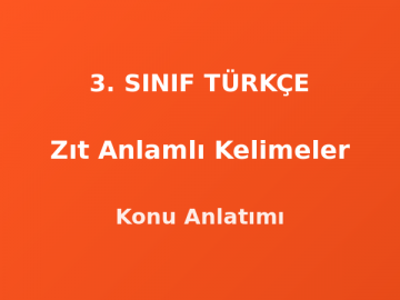 3. Sınıf Zıt Anlamlı Kelimeler Konu Anlatımı