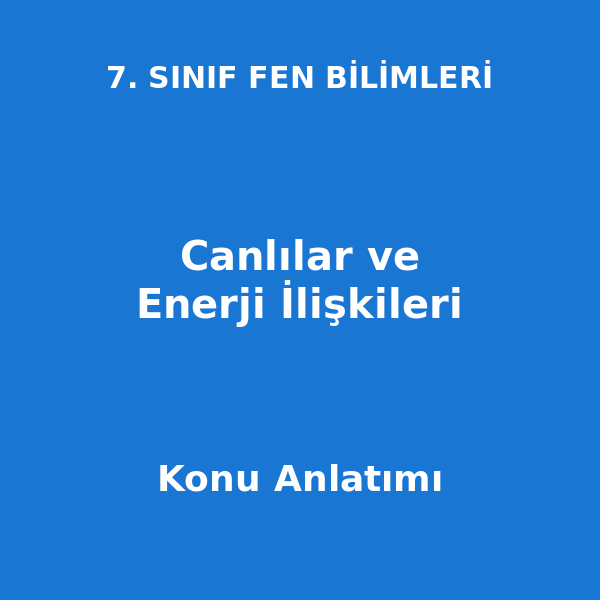 Canlılar ve Enerji İlişkileri 7. Sınıf Fen Bilimleri Konu Anlatımı