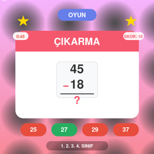 Çıkarma Oyunu - 1. 2. 3. 4. Sınıf Ücretsiz Online Matematik
