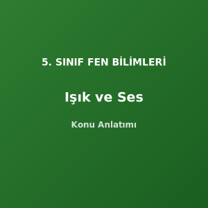 5. Sınıf Fen Işık ve Ses Konu Anlatımı