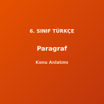 6. Sınıf Türkçe Paragraf Konu Anlatımı