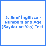 5. Sınıf İngilizce - Numbers and Age (Sayılar ve Yaş) Testi
