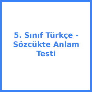5. Sınıf Türkçe - Sözcükte Anlam Testi