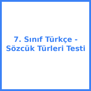 7. Sınıf Türkçe - Sözcük Türleri Testi