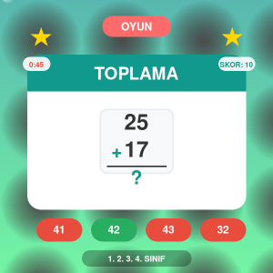 Toplama Oyunu - 1. 2. 3. 4. Sınıf Ücretsiz Online Matematik