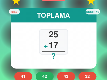 Toplama Oyunu - 1. 2. 3. 4. Sınıf Ücretsiz Online Matematik