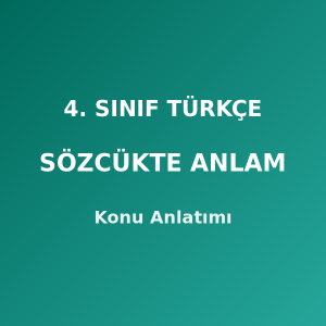 4. Sınıf Türkçe Sözcükte Anlam Konu Anlatımı