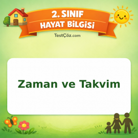 2. Sınıf Hayat Bilgisi Zaman ve Takvim Testi Görseli