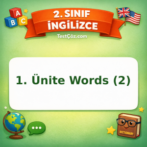 2. Sınıf İngilizce 1. Ünite Words (2) Testi Görseli