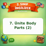 2. Sınıf İngilizce 7. Ünite Body Parts (2) Testi Görseli