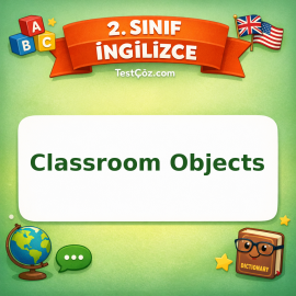 2. Sınıf İngilizce Classroom Objects Testi Görseli