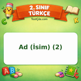2. Sınıf Türkçe Ad (İsim) (2) Testi Görseli