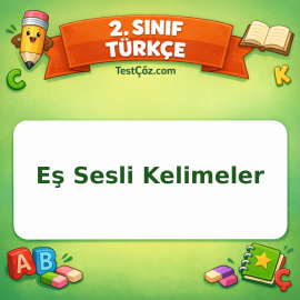 2. Sınıf Türkçe Eş Sesli Kelimeler Testi Görseli