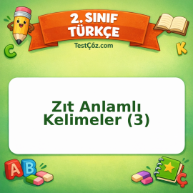 2. Sınıf Türkçe Zıt Anlamlı Kelimeler (3) Testi Görseli