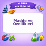 4. Sınıf Fen Bilimleri Madde ve Özellikleri Testi Görseli