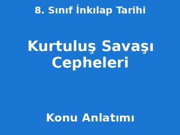 8. Sınıf İnkılap Tarihi Kurtuluş Savaşı Cepheleri Konu Anlatımı