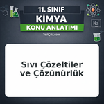 11. Sınıf Kimya Sıvı Çözeltiler ve Çözünürlük Konu Anlatımı
