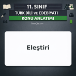 11. Sınıf Türk Dili ve Edebiyatı Eleştiri Konu Anlatımı