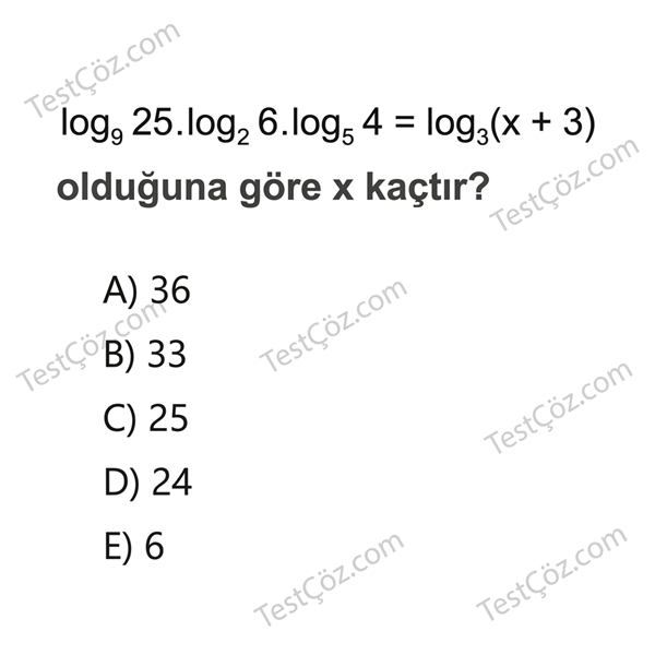 12. Sınıf Matematik Testi: Logaritma Kuralları ve Denklemler