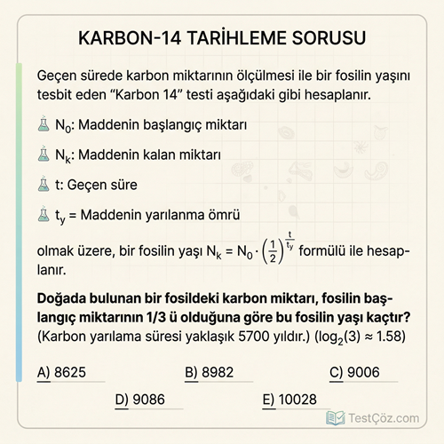 12. Sınıf Üstel ve Logaritmik Fonksiyonlar Testi: Bileşik Faiz, Karbon-14 ve Desibel