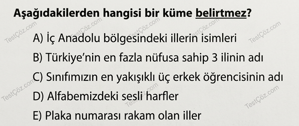 9. Sınıf Matematik Kümeler Testi