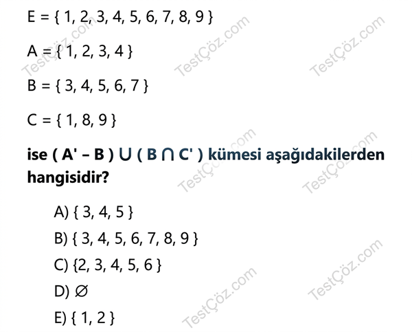 9. Sınıf Matematik Kümeler Testi
