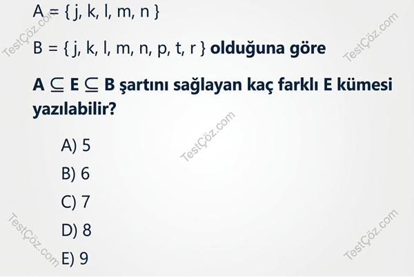 9. Sınıf Matematik Kümeler Testi