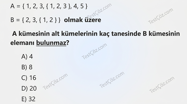 9. Sınıf Matematik Kümeler Testi