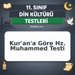 11. Sınıf Kur'an'a Göre Hz. Muhammed Testi