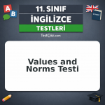 11. Sınıf İngilizce Values and Norms Testi