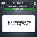 11. Sınıf TDE Mülakat ve Röportaj Testi