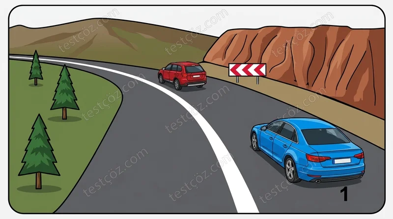 1 numaralı aracın yapması gereken davranış — yol sahnesi (varyant 2)