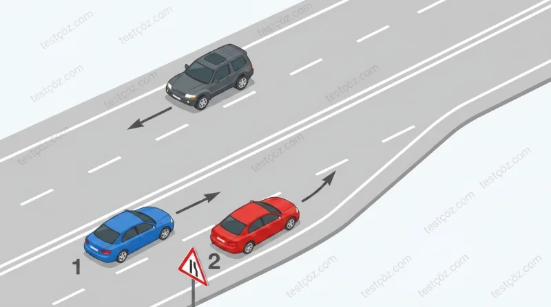 2 numaralı aracın yapması gereken davranış — yol sahnesi (varyant 3)