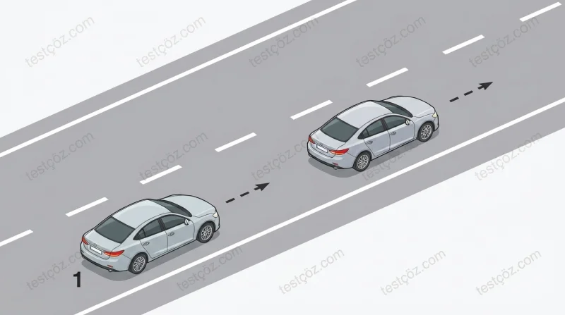 80 km/saat hızla seyreden 1 numaralı araç takip mesafesi — yol sahnesi (varyant)
